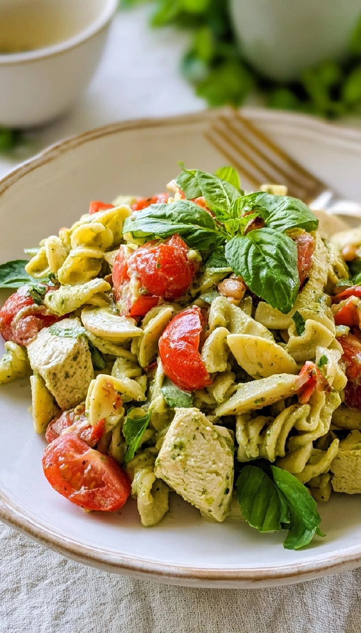 Creamy Chicken Pesto Pasta Salad