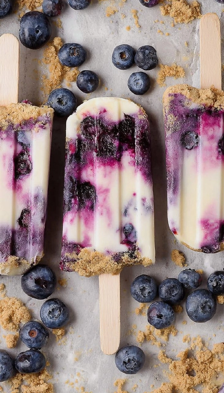 Blueberry Cheesecake Protein Popsicles