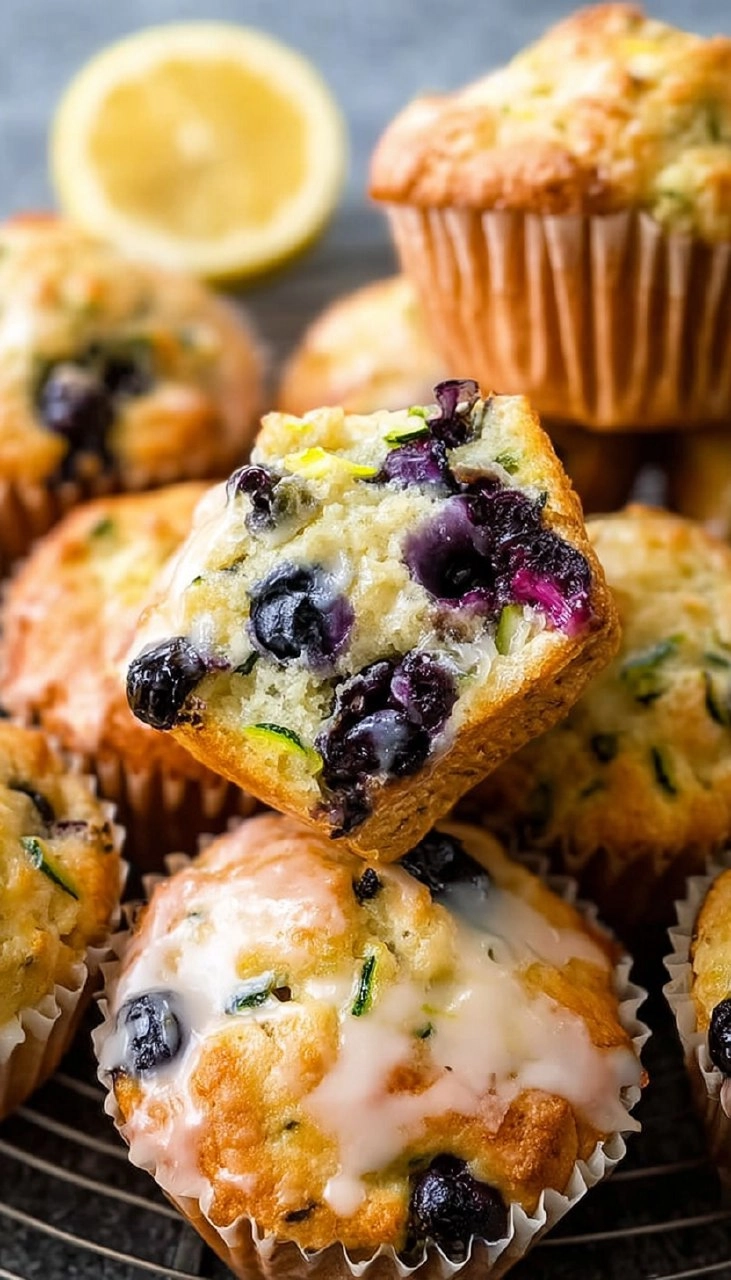 Lemon Blueberry Zucchini Muffins