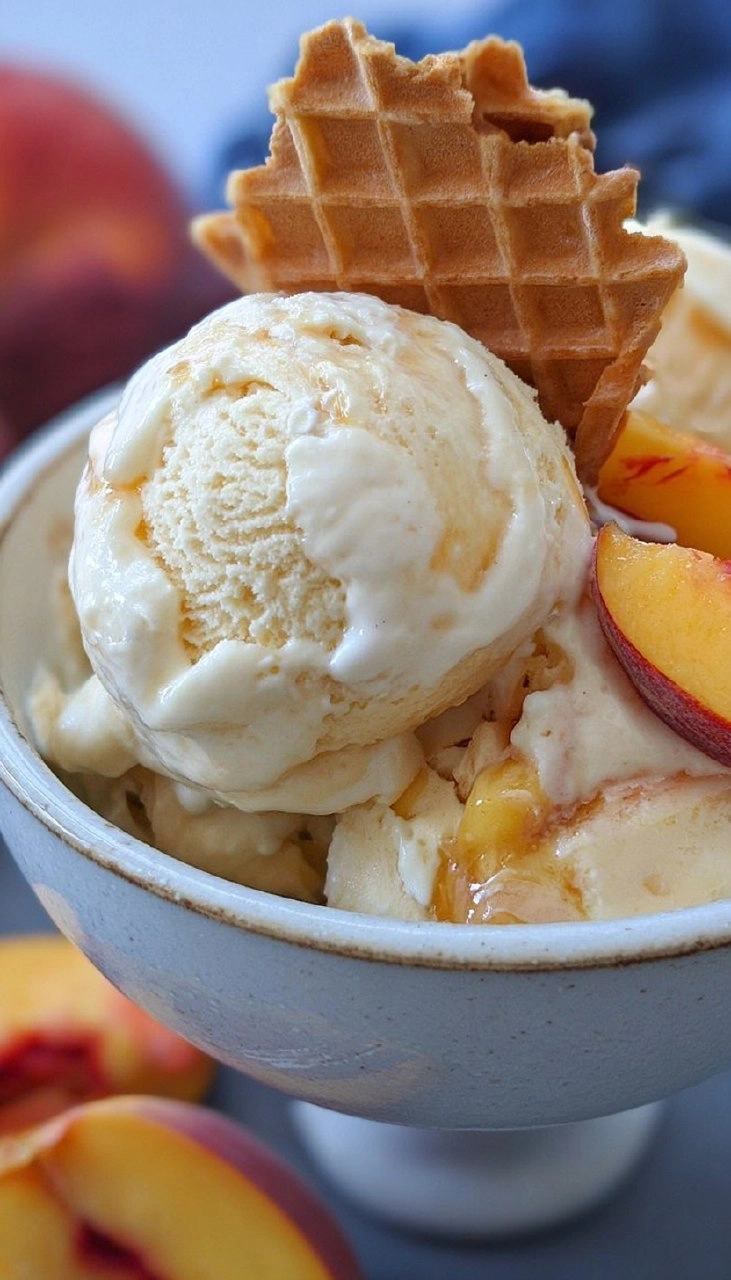 No Churn Peaches and Cream Ice Cream