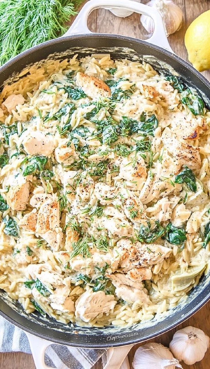 One Pot Spinach Artichoke Chicken Orzo 105 One Pot Spinach Artichoke Chicken Orzo
