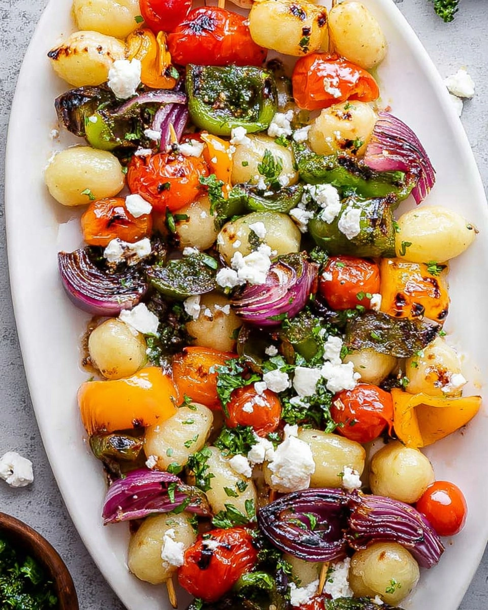 Rainbow Grilled Gnocchi Skewers