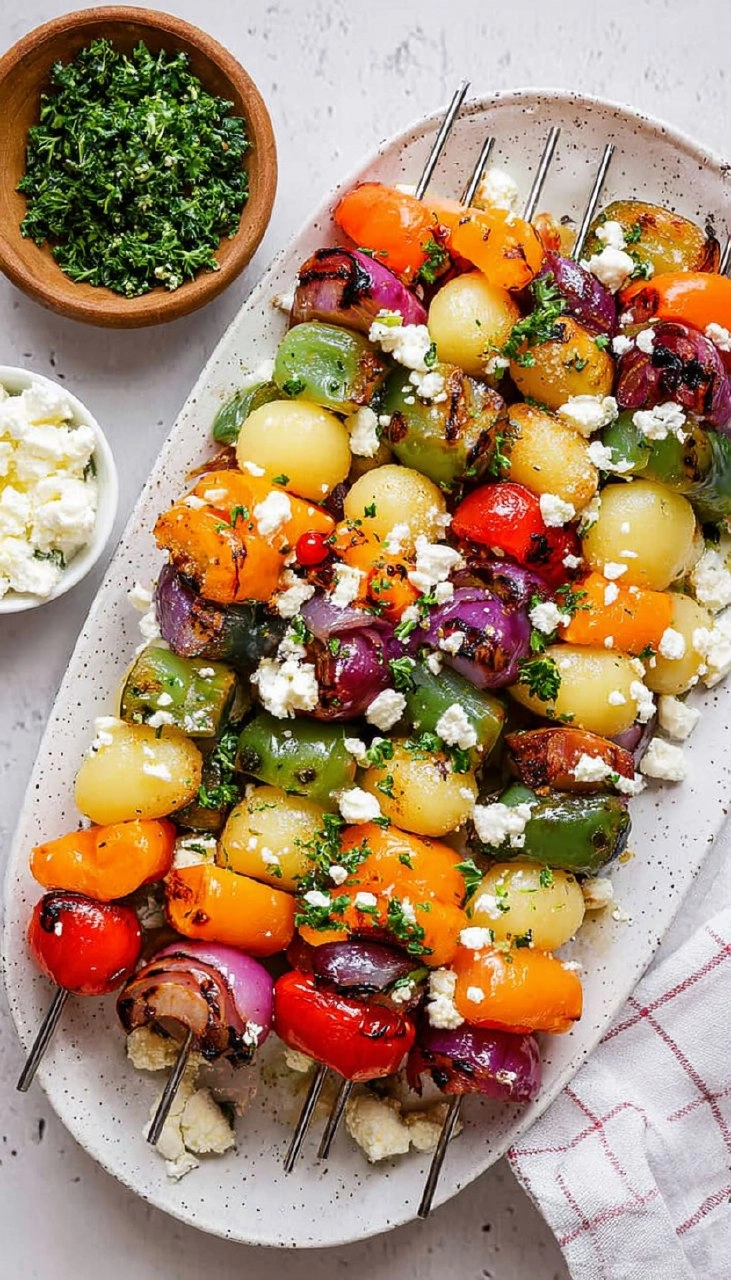 Rainbow Grilled Gnocchi Skewers