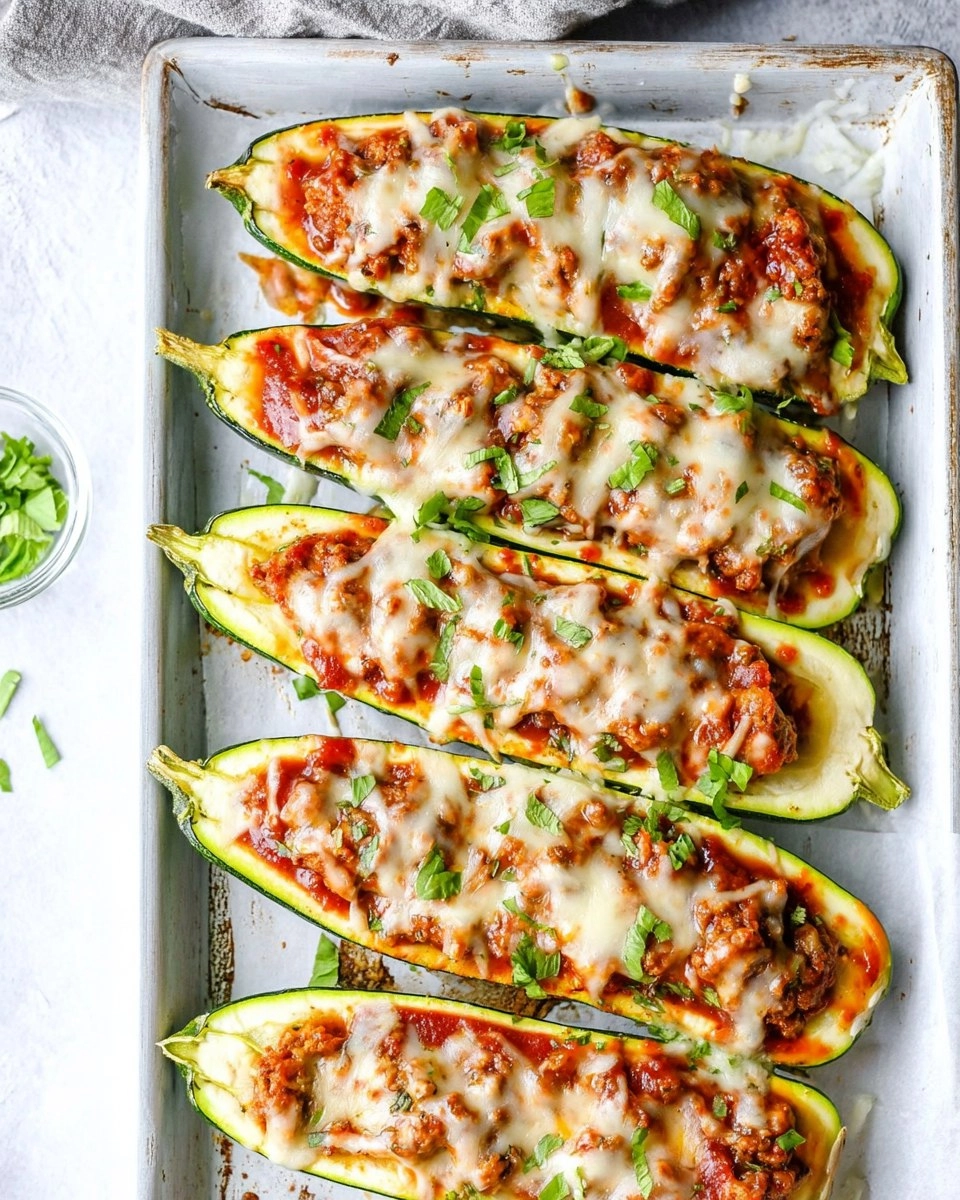 Sausage Stuffed Zucchini Boats