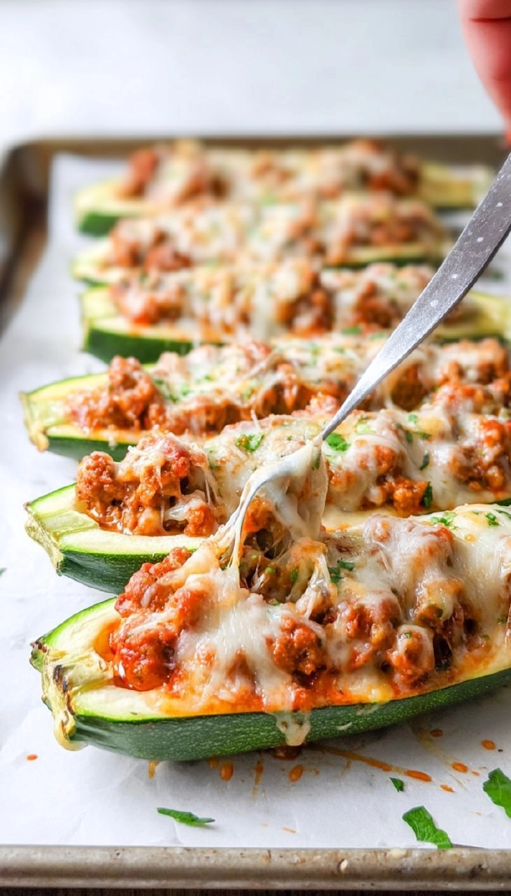 Sausage Stuffed Zucchini Boats