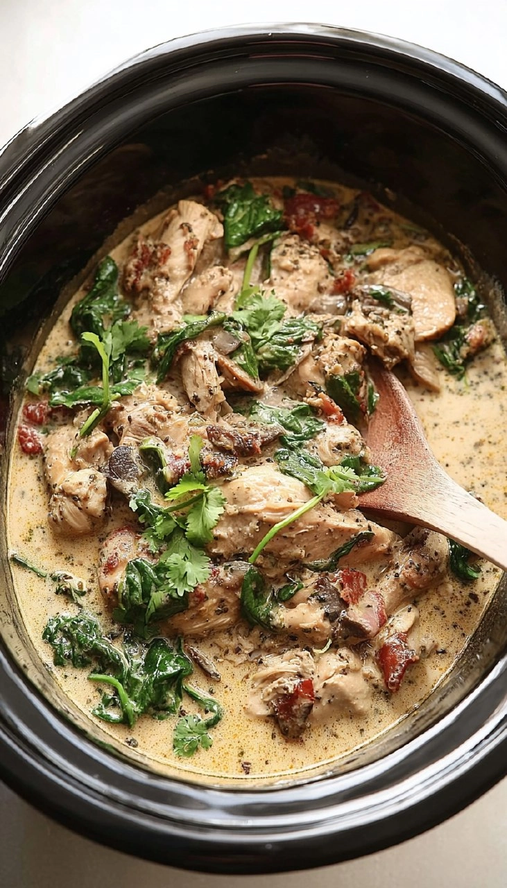 Slow Cooker Tuscan Chicken (Creamy, 10-Minute Prep)