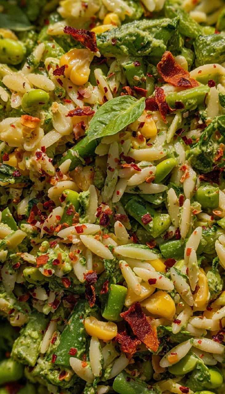 Spring Orzo Pasta Salad with Creamy Basil Vinaigrette