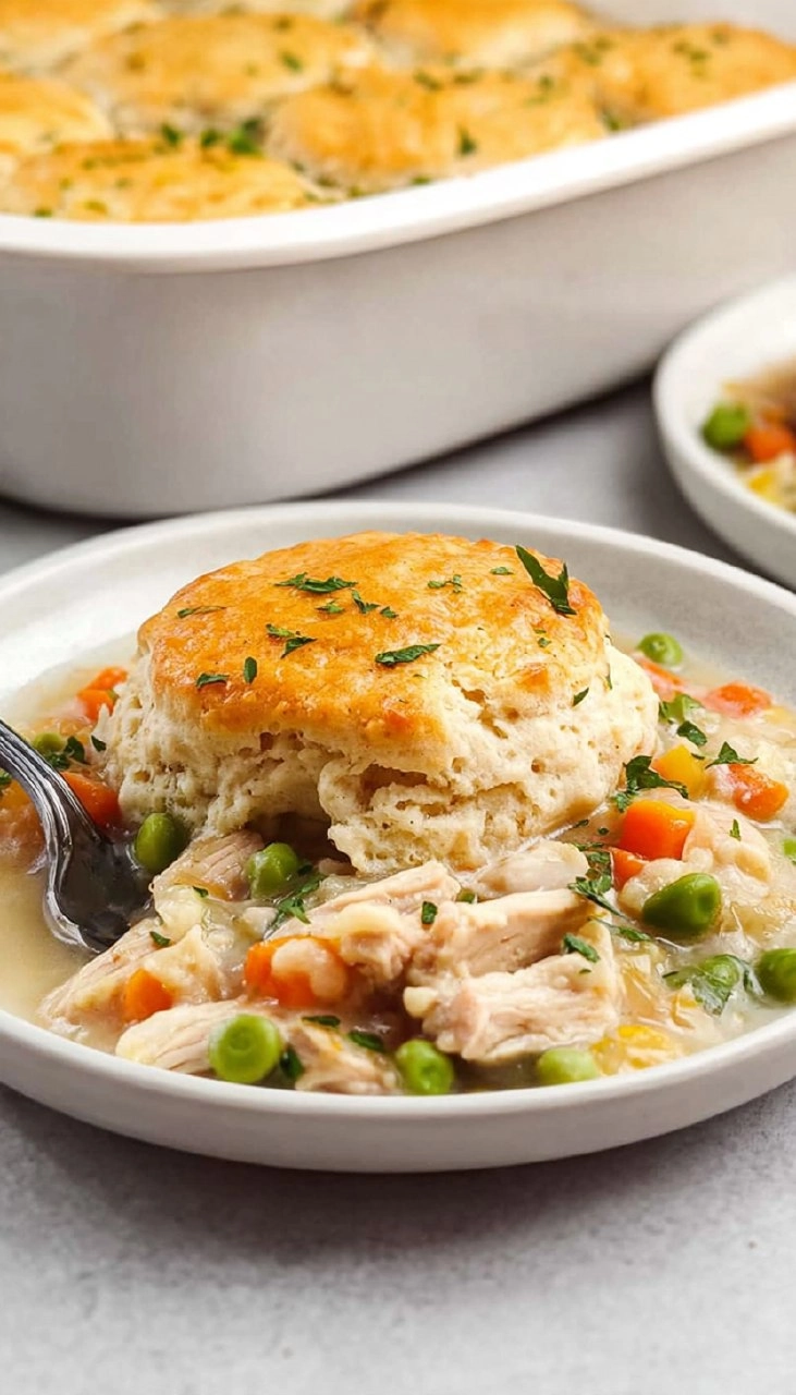 Chicken Pot Pie Casserole With Biscuits