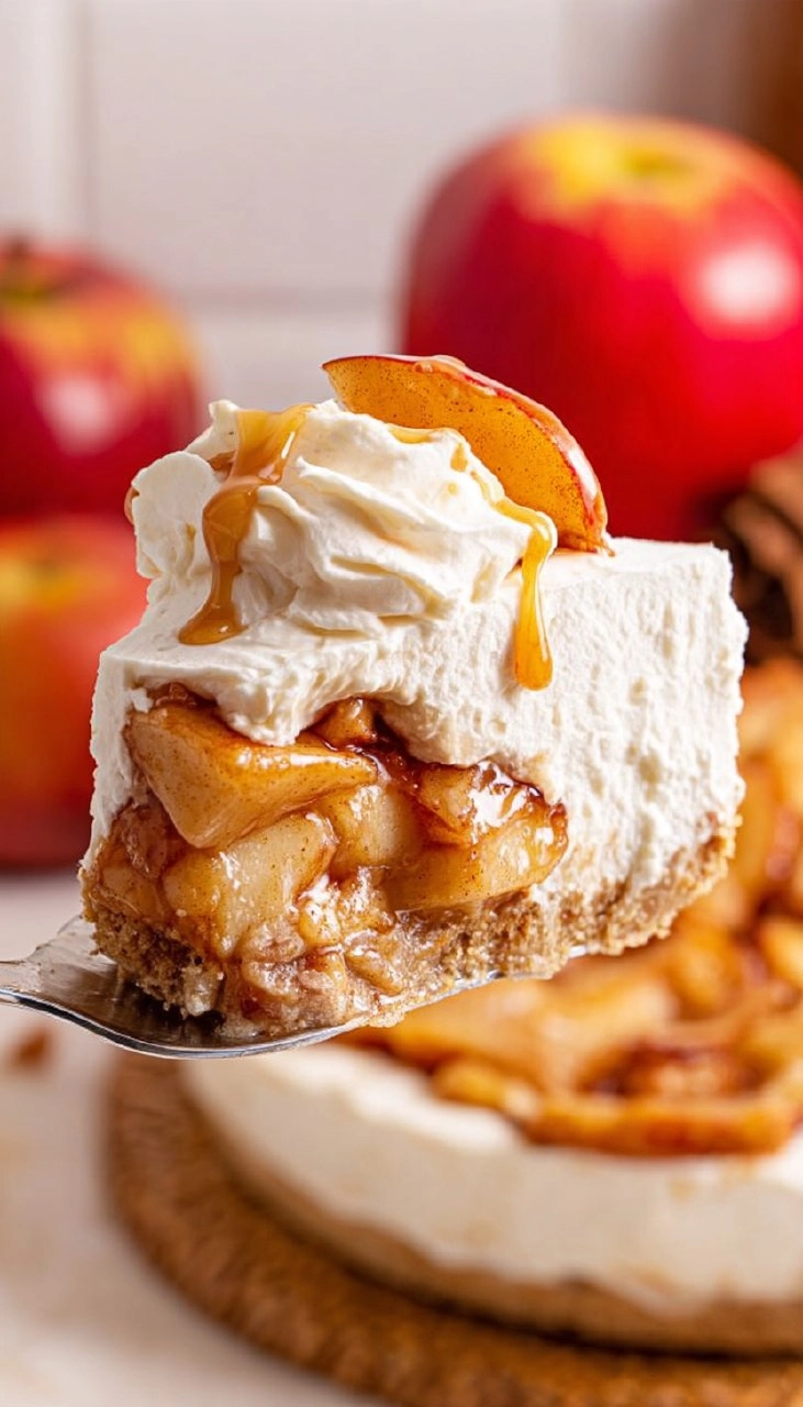 Creamy No Bake Apple Cheesecake Pie