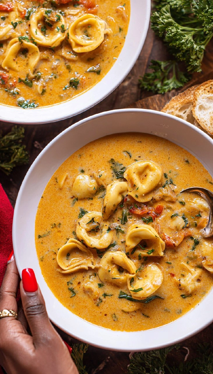 Creamy Tuscan Tortellini Soup [Easy + Comforting]