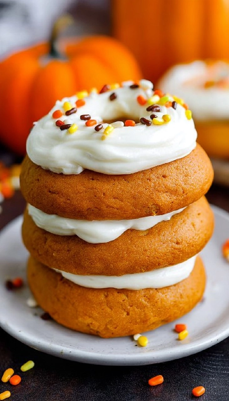 Pumpkin Cookies with Cream Cheese Frosting